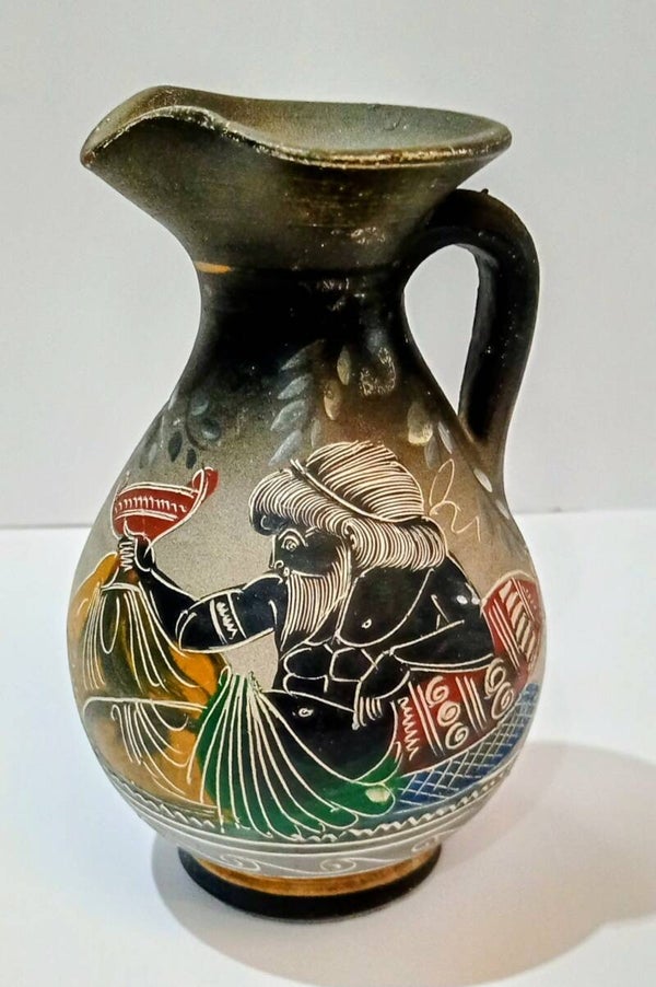 Handmade vintage terracotta Greek jug