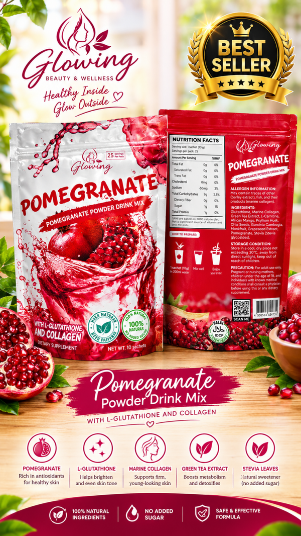 GLOWING BEAUTY & WELLNESS-POMEGRANATE POWDER DRINK MIX