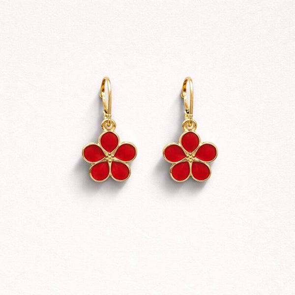 Boucles d’oreilles fleurs rouges