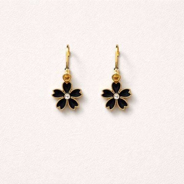 Boucles d’oreilles fleurs noires
