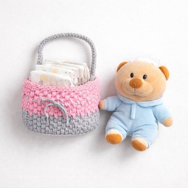 Panier rangement couches bébé bicolore