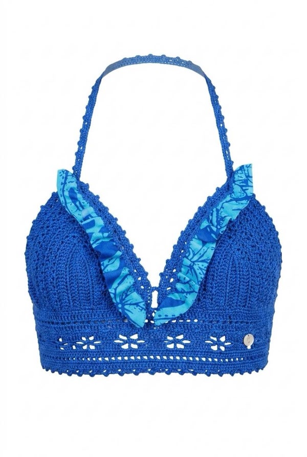 Croq top bleu roi et volants