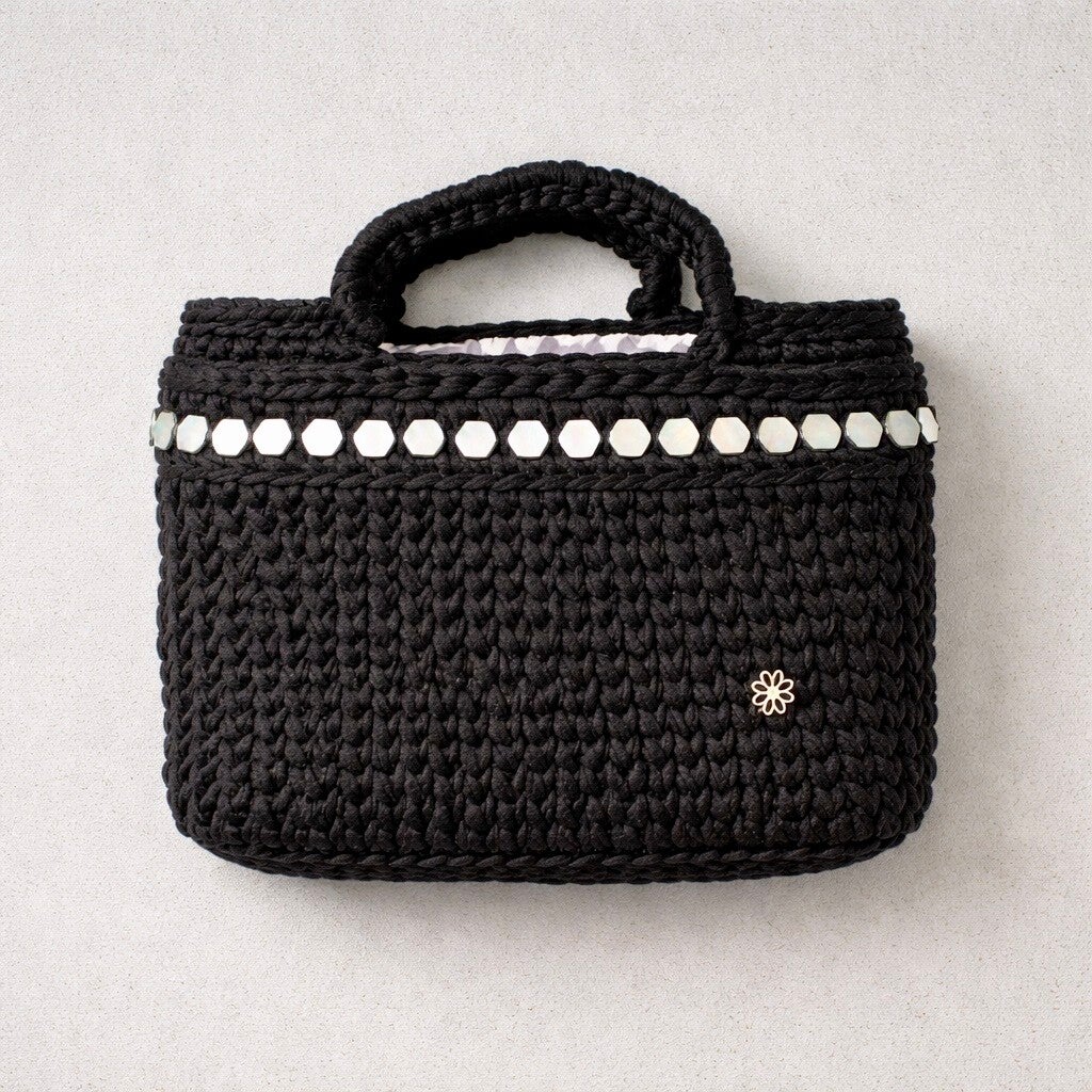 Sac panier noir et nacre