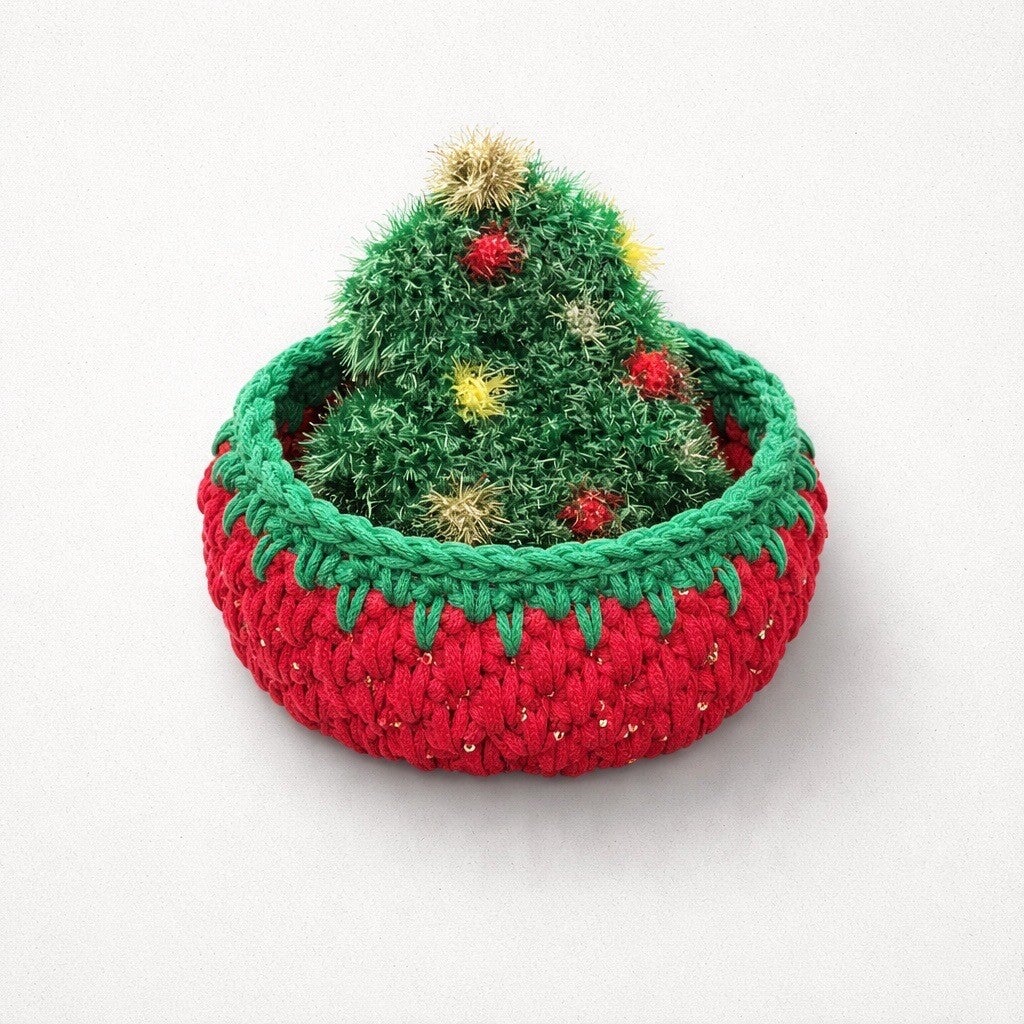 Corbeille Noël rouge et vert 3 Tawashis