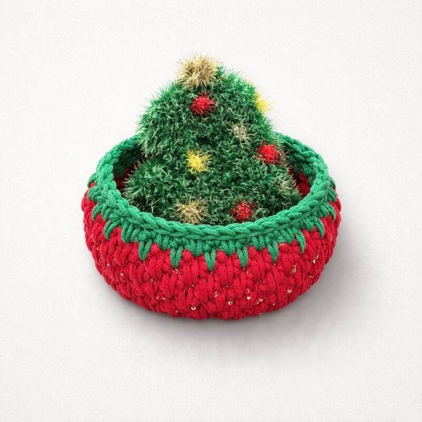 Corbeille Noël rouge et vert 3 Tawashis