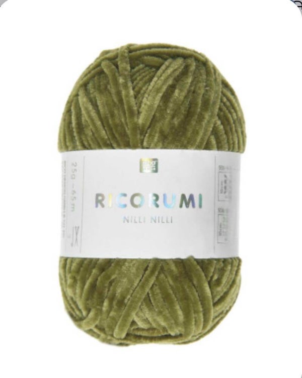 Fil chenille RICORUMI NILLI NILLI Vert olive (mini pelote 25g)