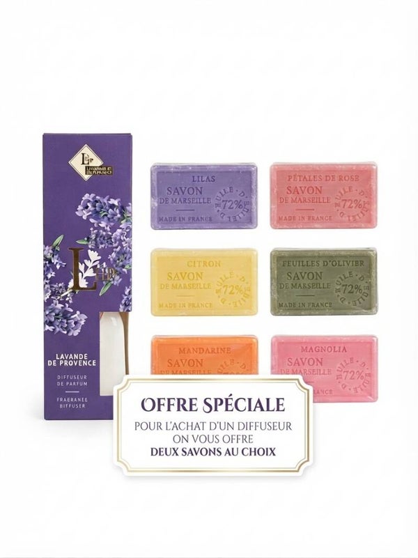 Offre Spéciale : Diffuseur Lavande de Provence + 2 Savons de Marseille offerts !