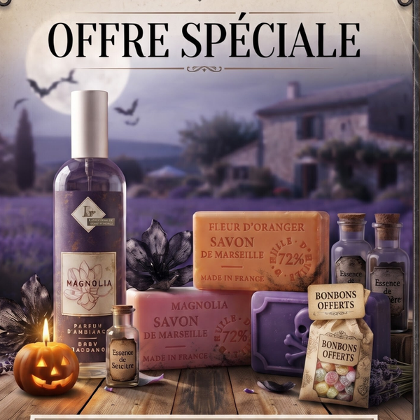 Coffret Offre Spéciale Halloween : Parfum d’Ambiance Magnolia & 2 Savons offerts 🎃