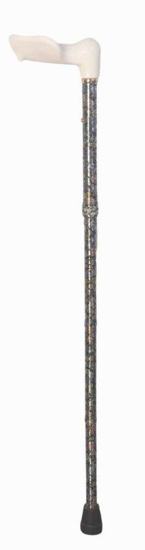 Linkshandige anatomische wandelstok met bloemmottief