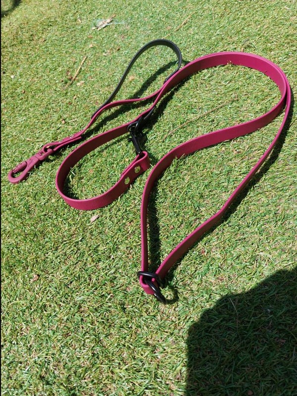 Two toned Burgundy Biothane hands-free leash