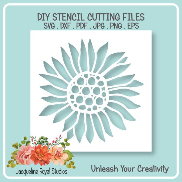 Beaming Sun Flower Stencil