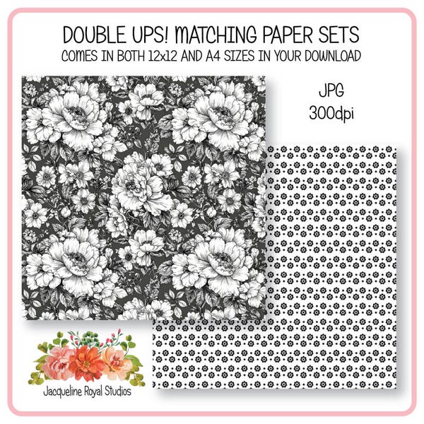 Black And White Bloom Papers
