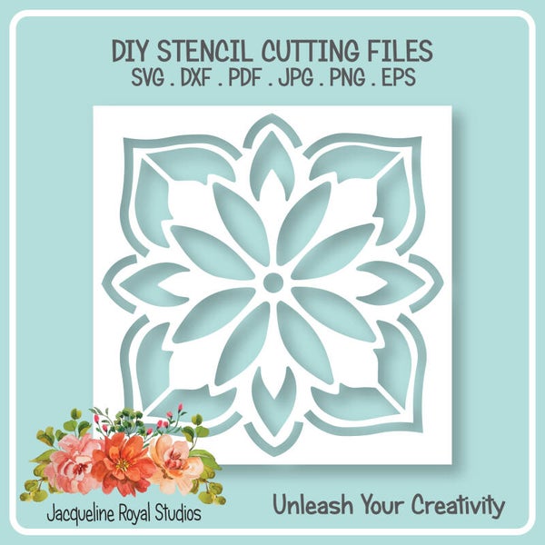 Bold Floral Tile Stencil