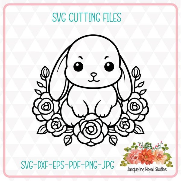 Bunny With Roses Cut Files