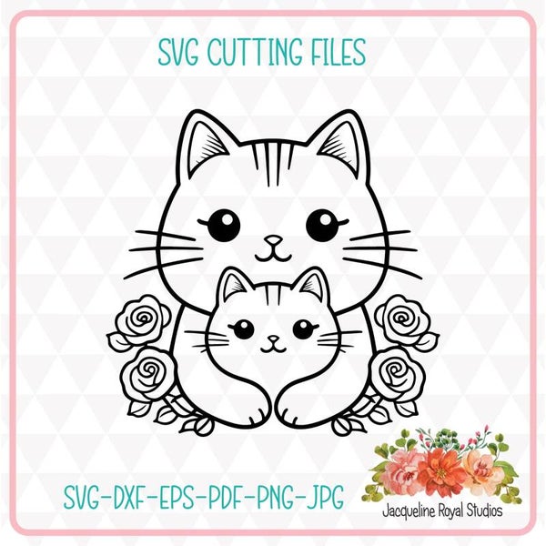 Cat Holding Kitten Cut Files