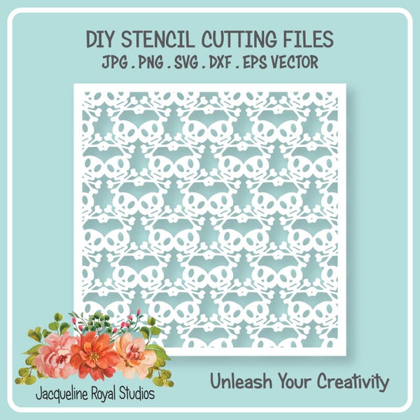 Crisscross Skulls Stencil