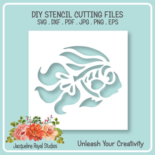 Cute Angel Fish Stencil