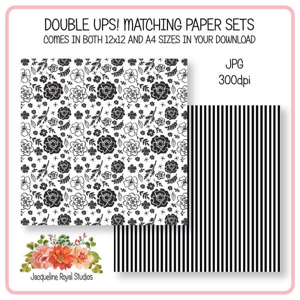 Black And White Floral's Papers