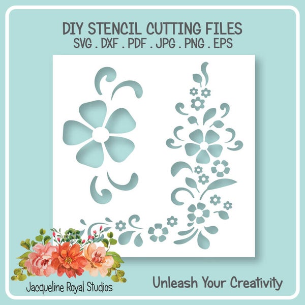 Floral Corner Decor Stencil