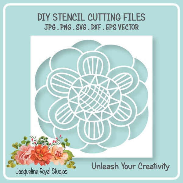 Funky Marigold Flower Stencil