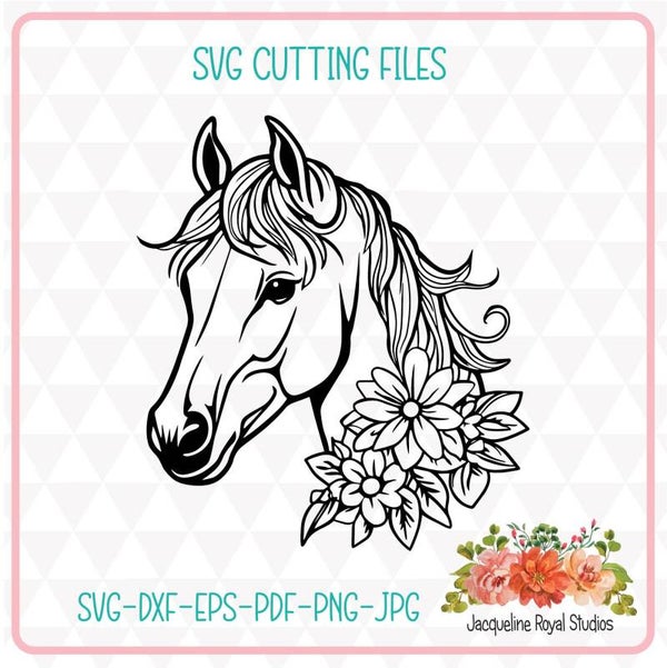Horse With Flowers 2 Cut Files