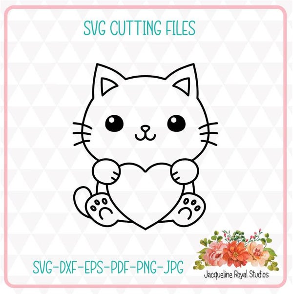 Love Heart Kitty Cut Files