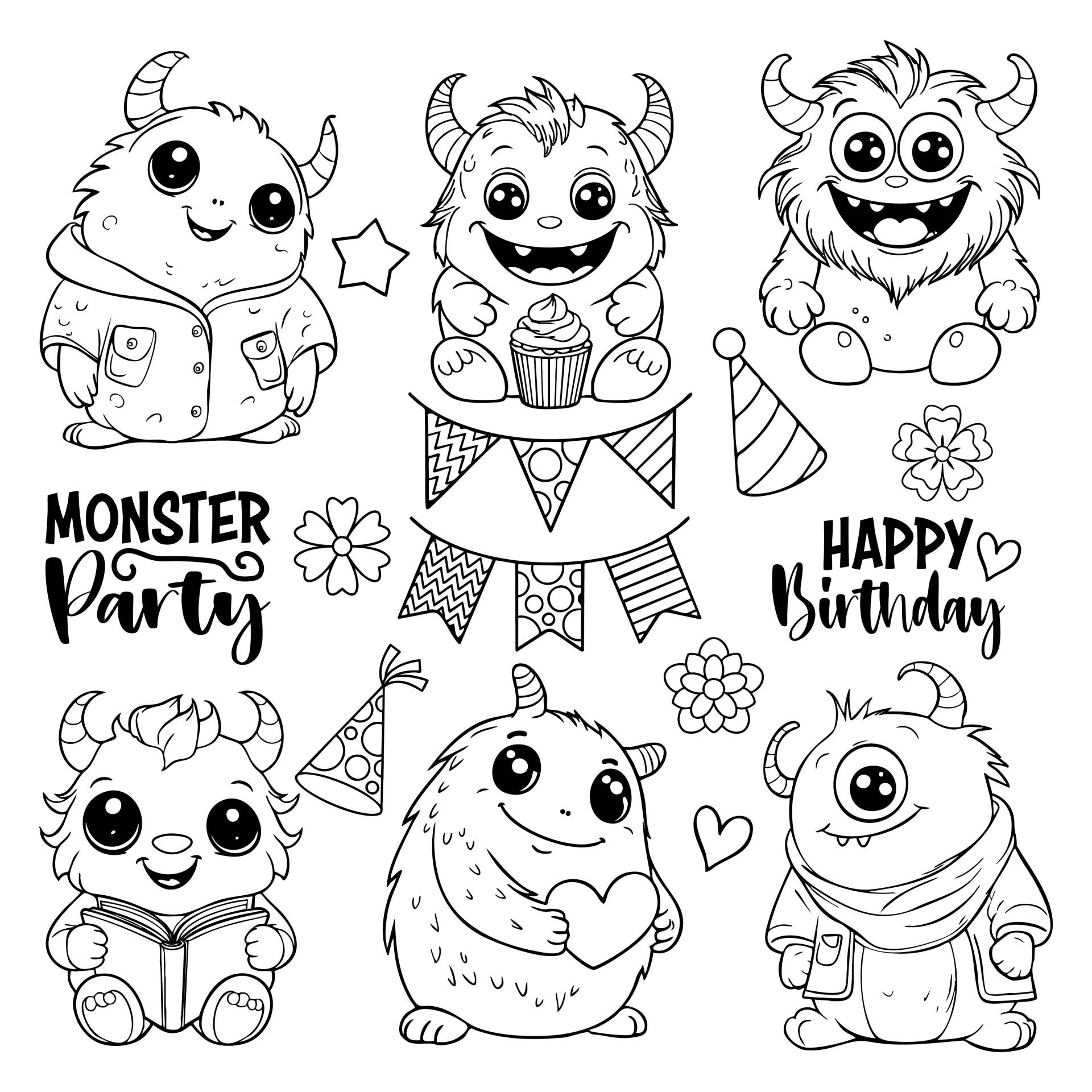 Monster Party Digital Stamps
