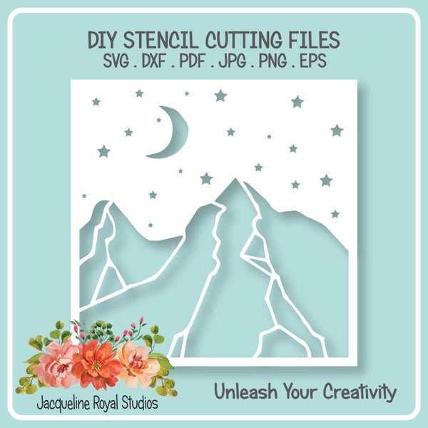 Mountain Scene Stencil