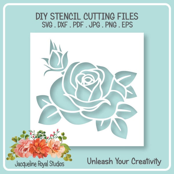 Rose And Bud Stencil