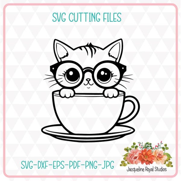 Tea Cup Kitty Cut Files