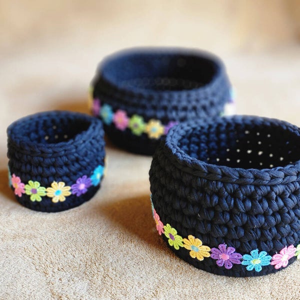 Cestas em Tricot que meu filho gostou