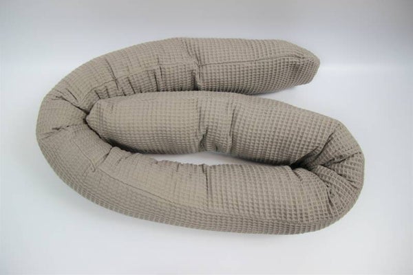 Zirbenschlange / Bettschlange / Kinderwagenschlange Waffelpiquè taupe B2B