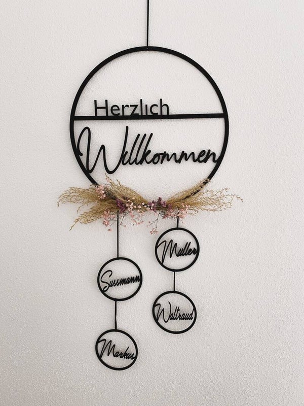 Holzkranz Loop Herzlich Willkommen mit Anhänger | kleine Loops*