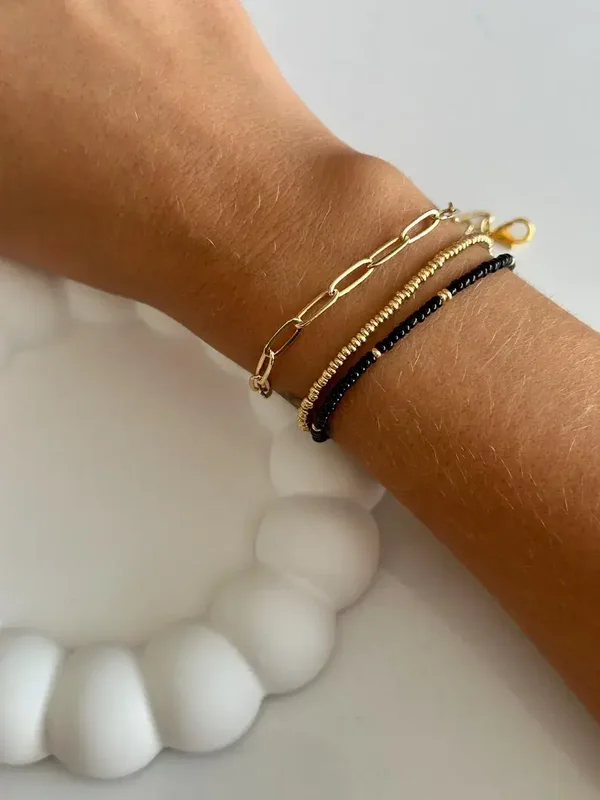 Armbänder SET | Weiß Gold | schwarz gold*