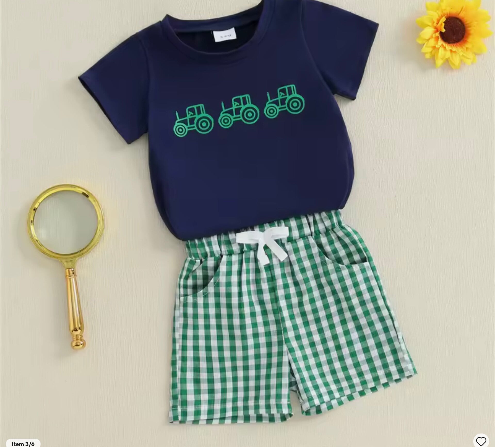 Boys tractor shorts set
