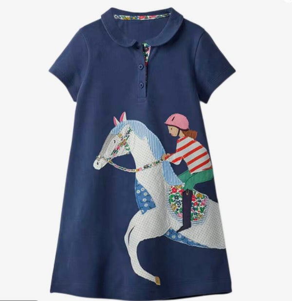 Girls embroidered piney polo dress