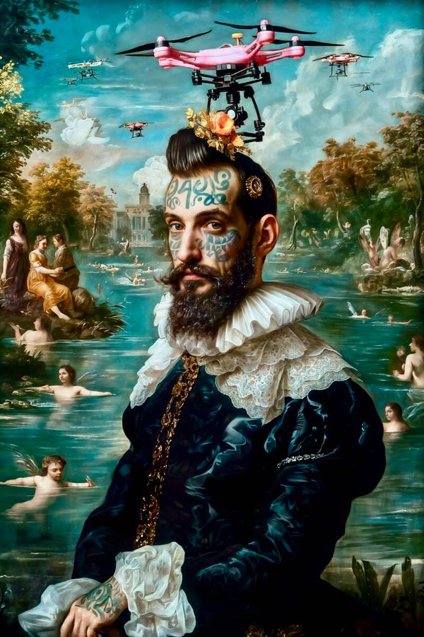 Ravenaissance, portrait d' homme, digital print, 30cm x 40 cm, firmed