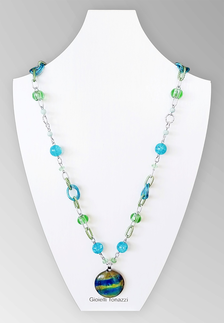 collana artigianale con perle in vetro di murano art. 0112