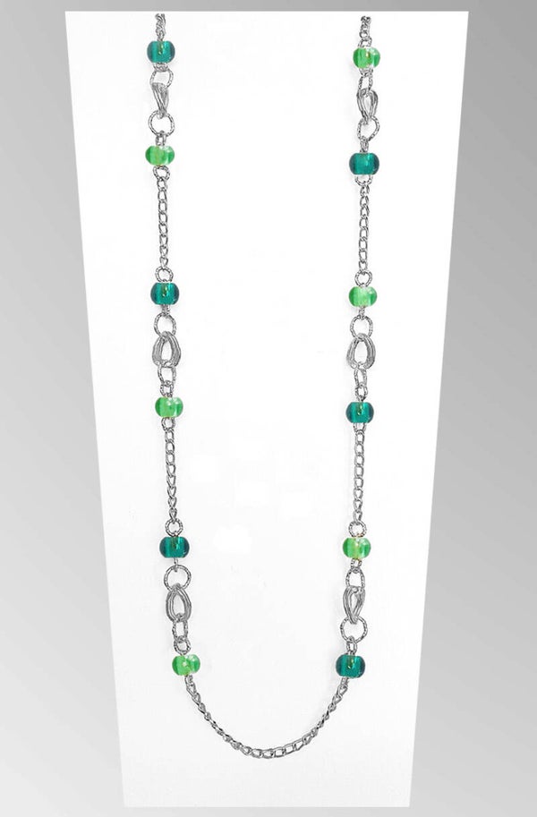 collana lunga con perle di vetro colorate art. 802 arg,