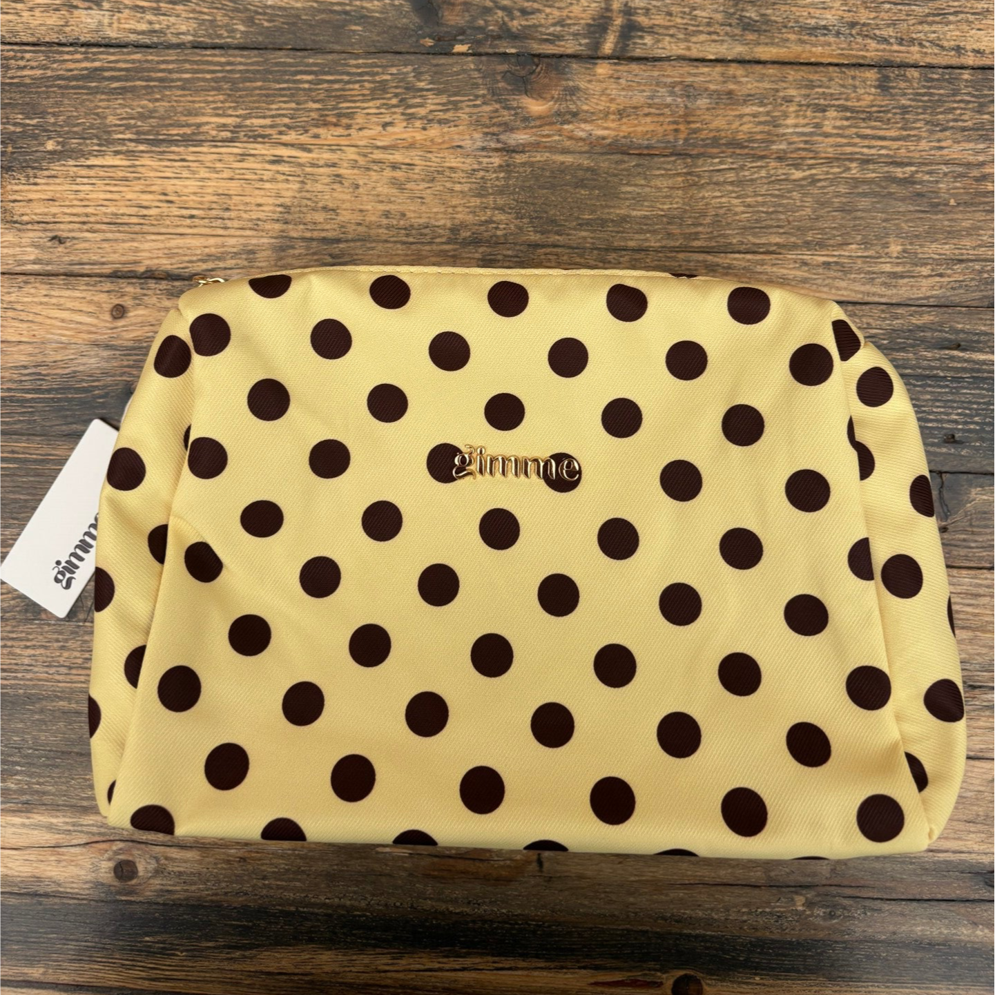 Make-up bag Polkadot geel