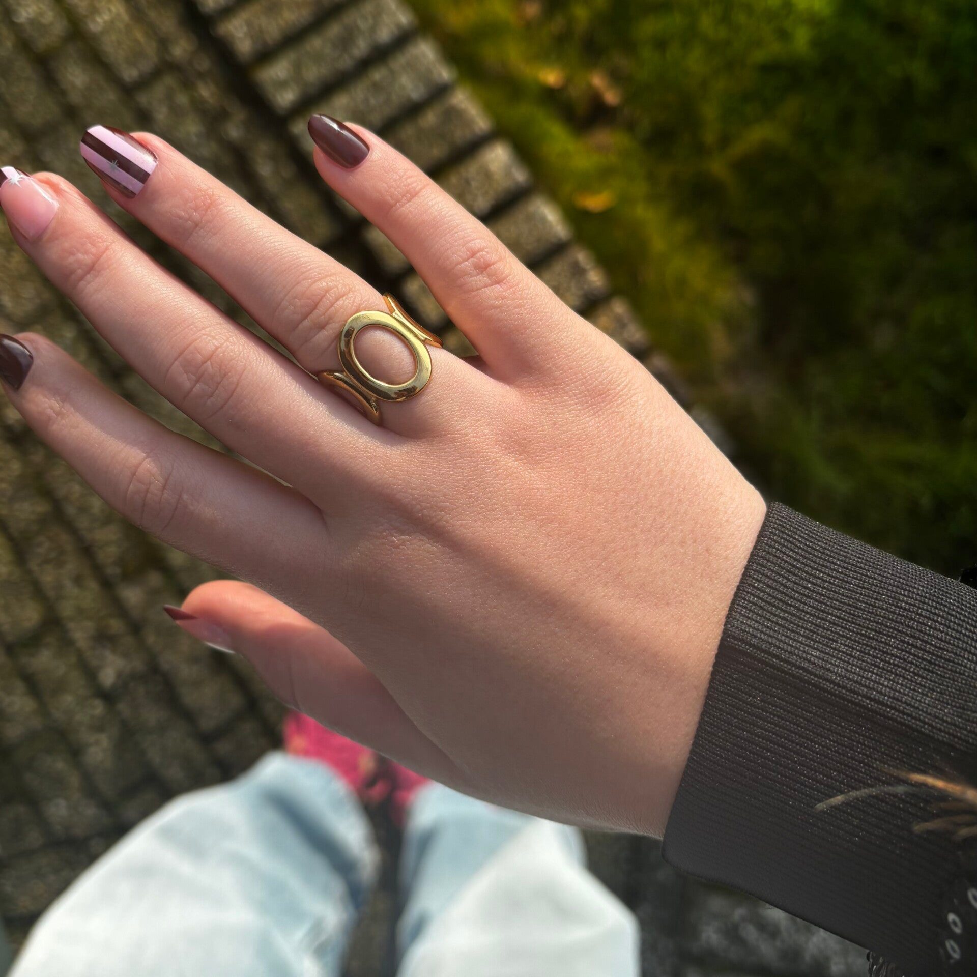 Open circle ring goud