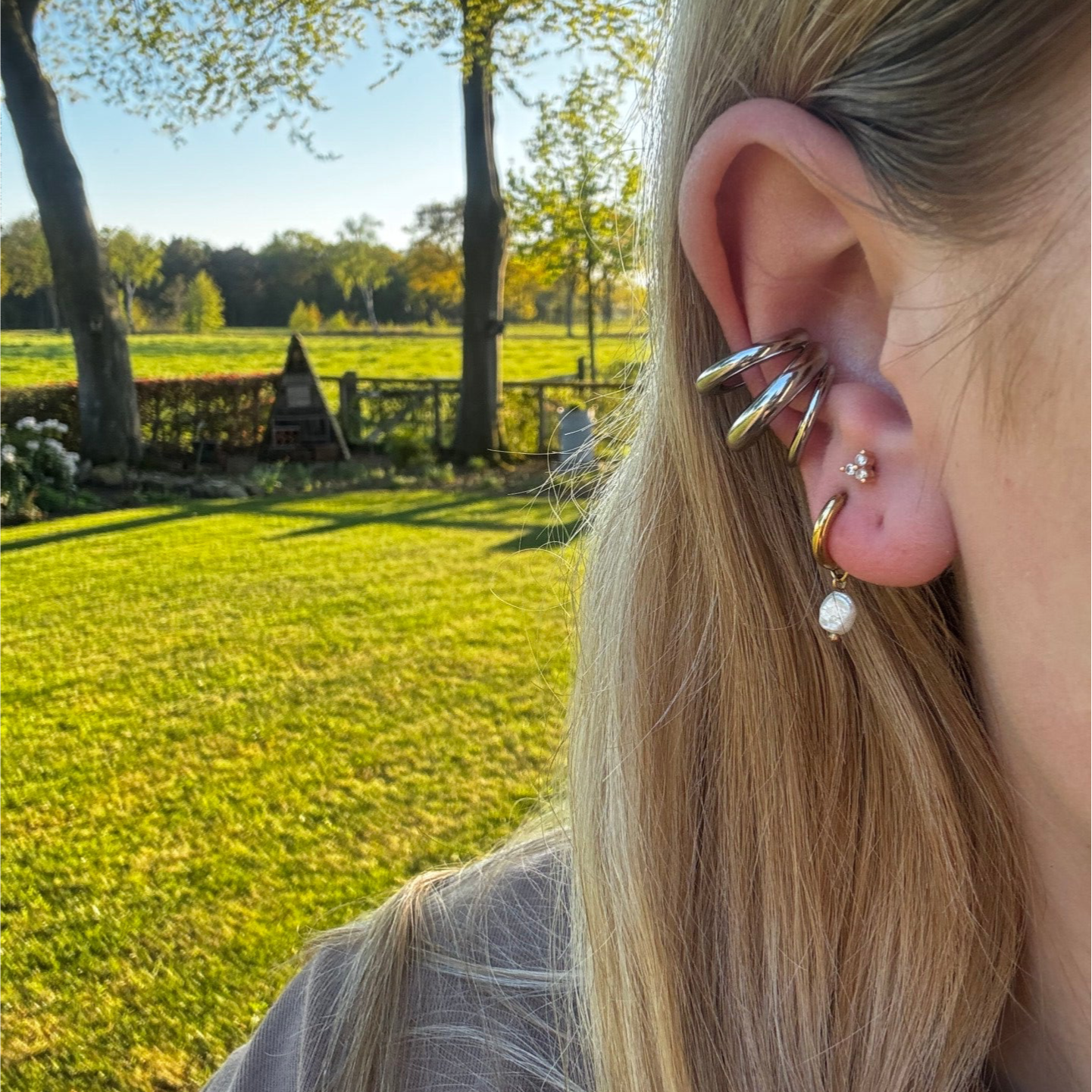 Chunky earcuff zilver