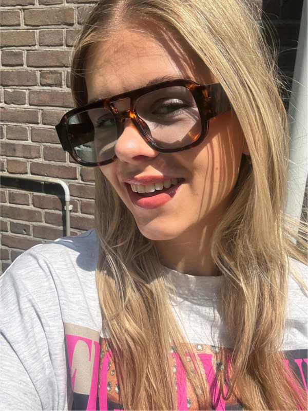 Retro oversized zonnebril bruin