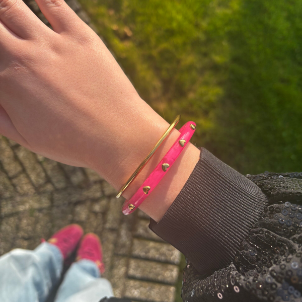 Double hart bangle roze