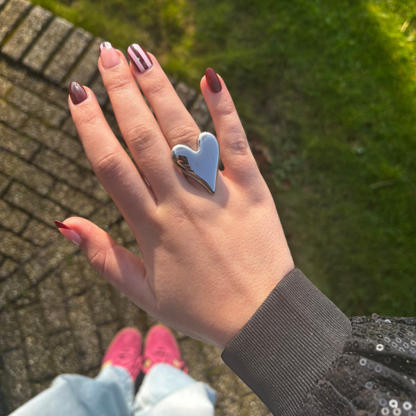 Chunky hart ring zilver