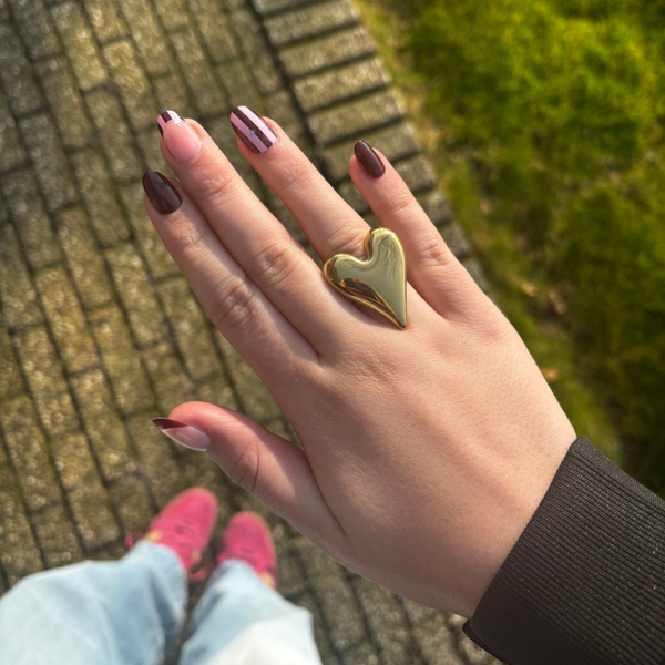 Chunky hart ring goud