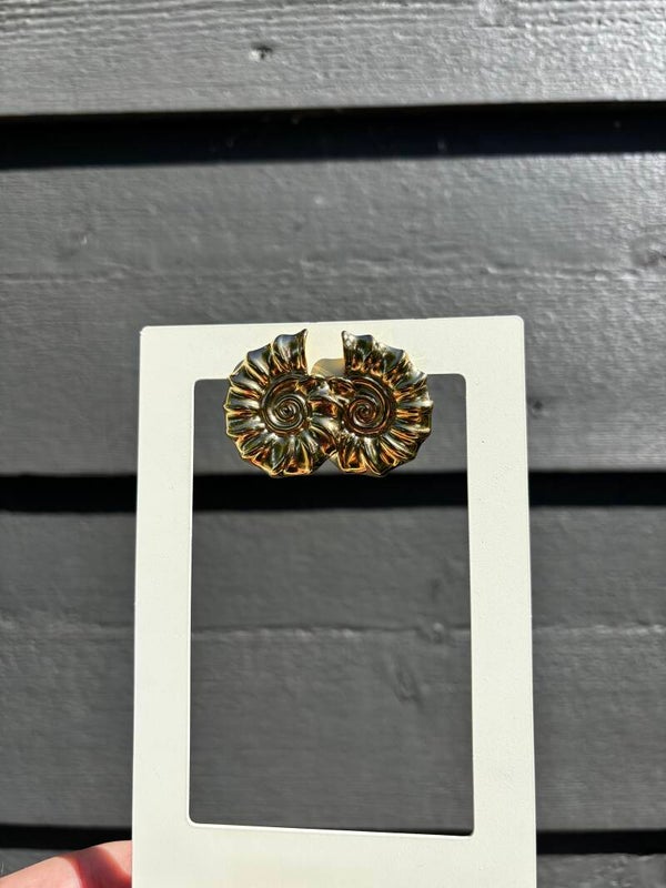 Sea shell earring goud