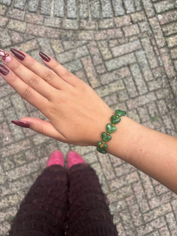 Funky hart armband groen