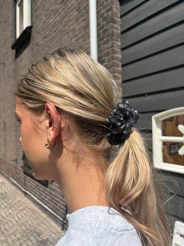 Polkadot scrunchie zwart
