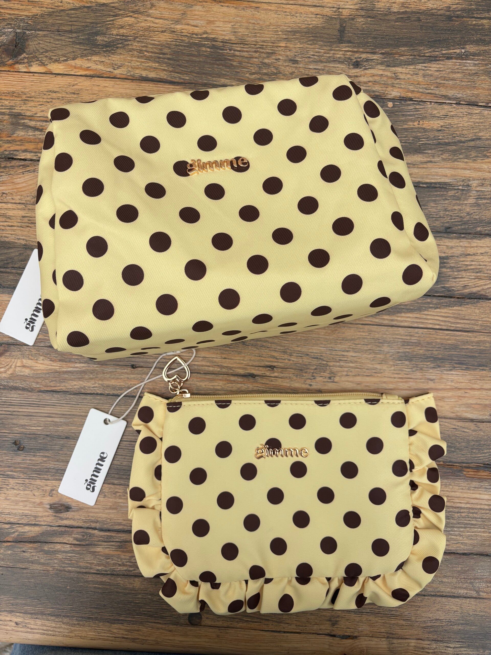 Make-up bag set geel